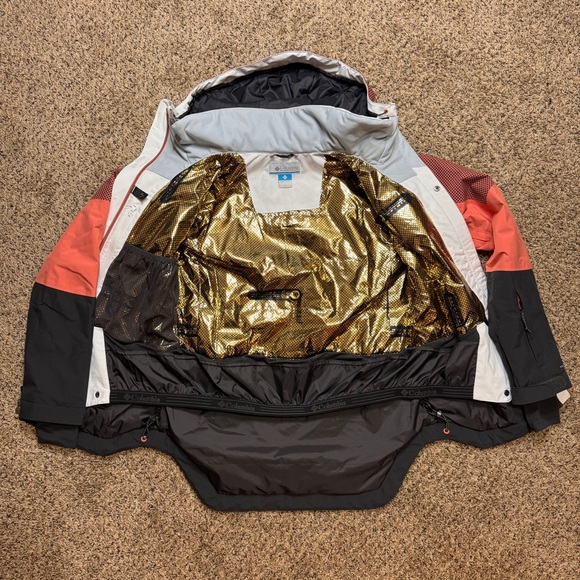Columbia Snow Slab Omni-Heat Blackdot White Shark Dark Coral Small Ski Jacket - Picture 5 of 13